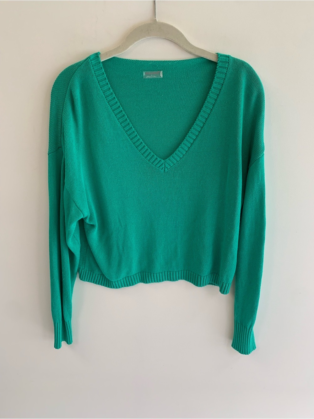Free People V Neck Lightweight Green Women's Sweater